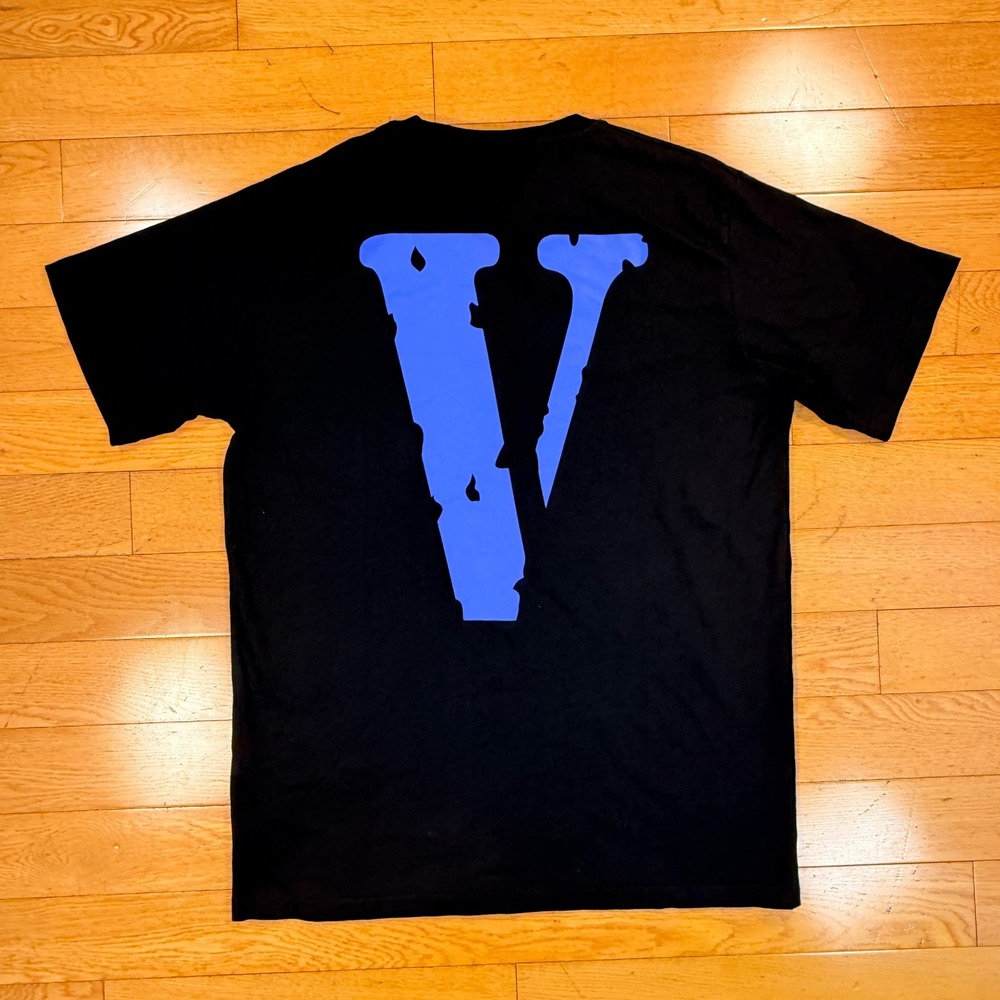 Vlone Friends- Graphic T-Shirt Mens XL Black Blue Made in USA V Logo Tee